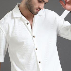 Cuban Collar Corduroy Half Sleeve Shirt |H-201