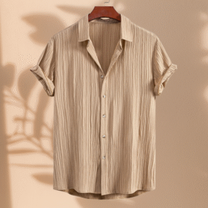 Beige Breeze – Soft Crinkle Cotton Shirt | H-804
